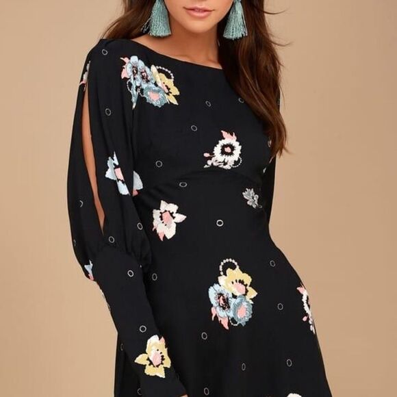 Free People Sunshadows Floral Split Sleeve Dress - Picture 8 of 8